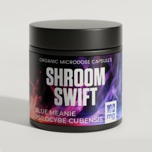 Blue Meanie psilocybin capsules by Shroom Swift, available in 100mg and 500mg strengths for elevated mood, creativity, and vivid perception. Discreet shipping to the USA and worldwide.
