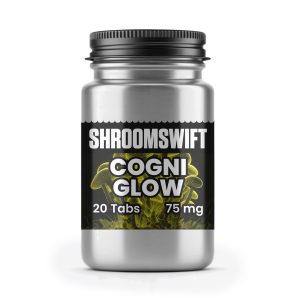 Cogni Glow Tablets by Shroom Swift – non-psychoactive psilocybin support for focus, calm, and emotional balance.