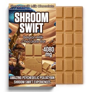 Belgian Milk Chocolate Bar by Shroom Swift – 4080mg psilocybin edible for precision microdosing and creative focus.