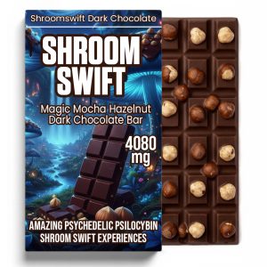 Mocha Hazelnut Dark Chocolate Psilocybin Bar by Shroom Swift with 4080mg total psilocybin, handcrafted in Canada and shipped worldwide