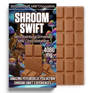 Magic Mushroom Mini Rainbow Smarties Milk Chocolate Bar – 4080mg Psilocybin by Shroom Swift, crafted in Canada and shipped worldwide