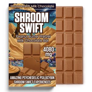 Peanut Butter and Pretzel Crunch Psilocybin Chocolate Bar by Shroom Swift with 4080mg total psilocybin, handcrafted in Canada and shipped worldwide.