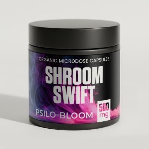 Psilo-Bloom 500mg psilocybin capsules by Shroom Swift, designed for threshold journeys with gentle visuals, emotional access, and discreet shipping to the USA and worldwide.